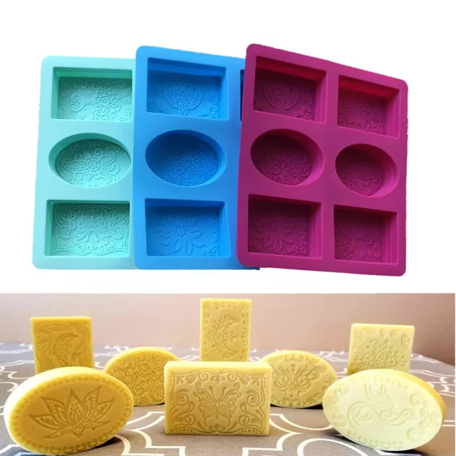 6 Cavity Silicone Soap Making Molds DIY Flower Mold Cake Bakeware Mould Tool