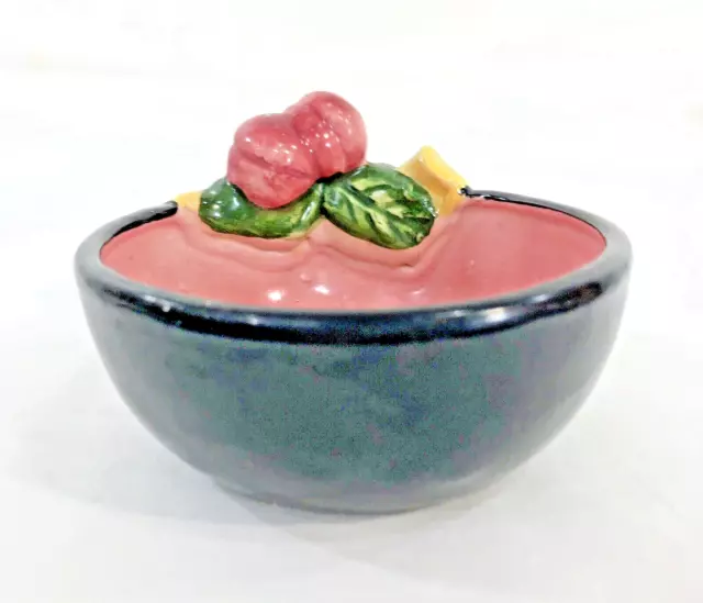 Antique Majolica Trinket Dish art Pottery Bowl Bonwit Teller Peaches France 4”