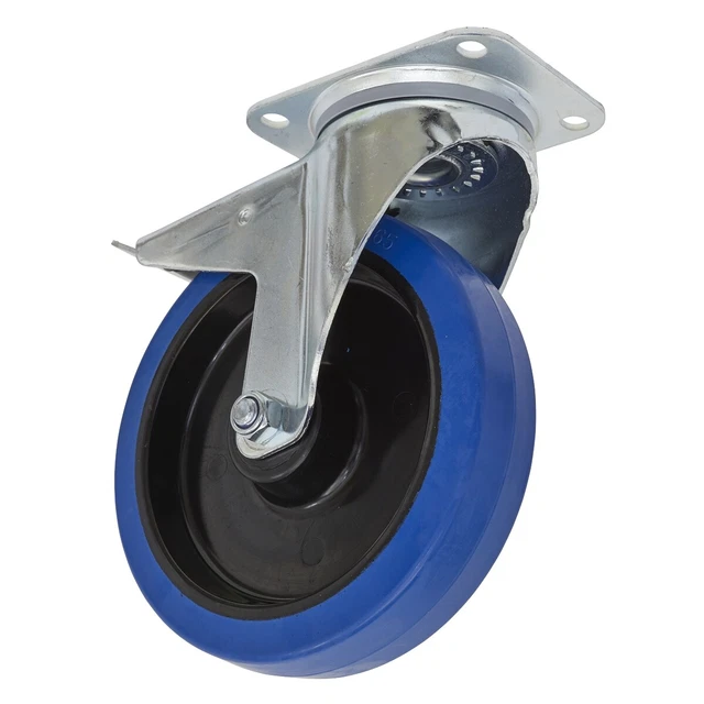 Sealey SCW3200SPL Roulette Roue Pivot Plaque Avec Total Verrou Ø200mm