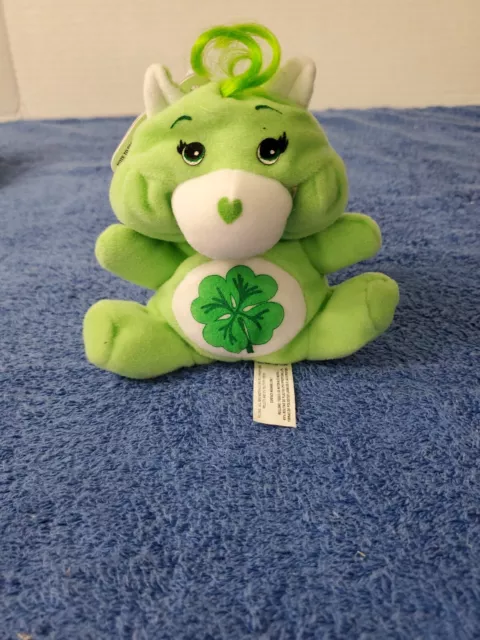 1998 Care Bear Beanlings GREEN GOOD LUCK BEAR . New with tags