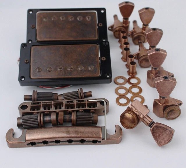 Bronze Set Guitar Humbucker Pickups Bridge Tailpiece Tuning Pegs For Les Paul LP