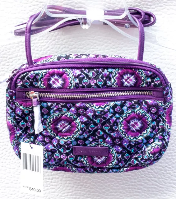 Vera Bradley Iconic RFID Little Crossbody in Lilac Medallion.  NWT