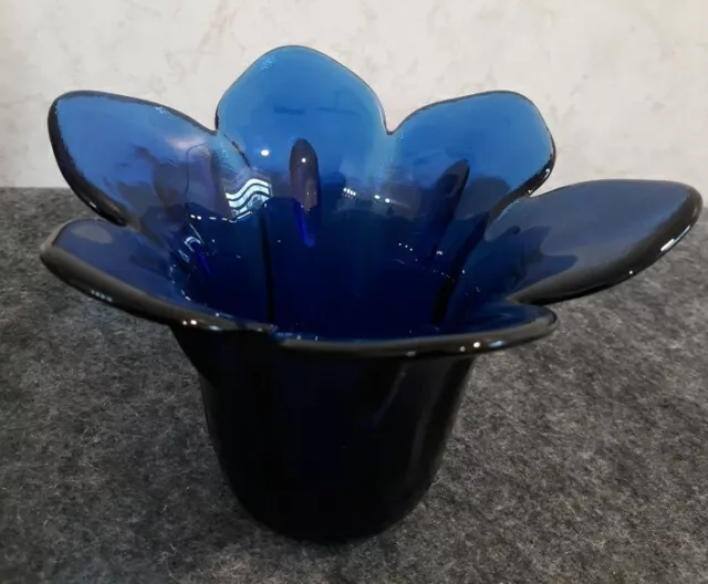 Beautiful  Heavy Cobalt Blue Recycled Glass  Flower Vase Made in Spain