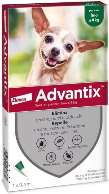 Advantix® Spot-on antiparassitario per Cani fino a 4 kg, 1 pipetta da 0,4 ml