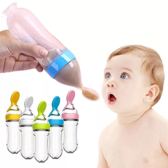 Silicone Supplement Feeder With Spoon Milk Bottle Useful Feeding Bottle  Kids