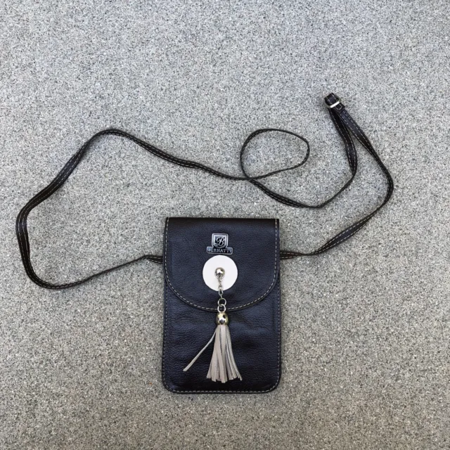 BERNATTI Leather Cell Phone Holder Crossbody Bag Purse Wallet Brown 7" x 4.5"