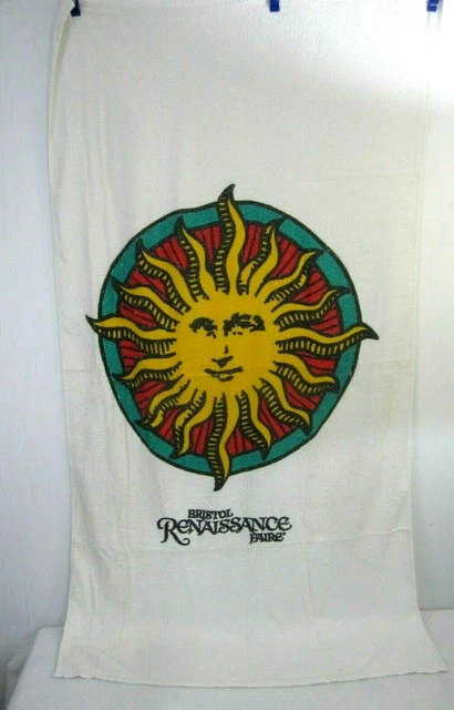 Bristol Renaissance Faire vintage souvenir beach towel medieval sun terrycloth