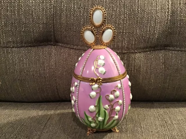FABERGE Limoges FORBES Collection Lilies of the Valley Portrait Egg w/ Frames