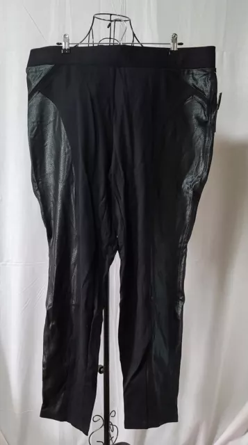 Inc International Concepts Plus Size Faux Leather Trim Black Pants 20W T38-908