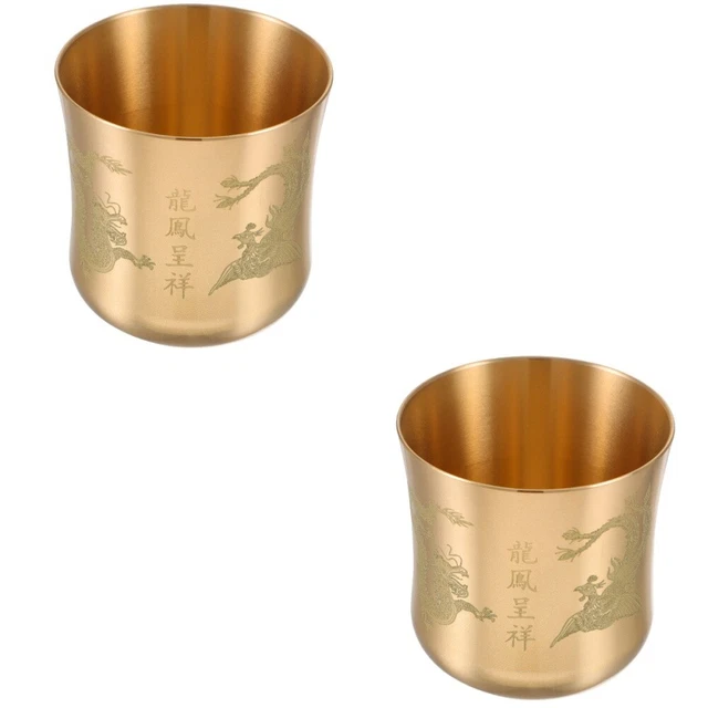 2 pz tazza da tè vintage vintage intagliata in rame antica tazza da tè versatile
