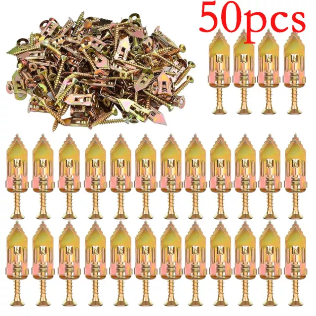 50X Self Drilling Drywall Anchors Screws Self-Drilling Wall Anchor Expansion Kit