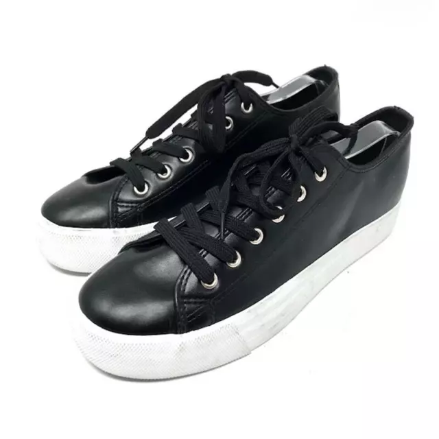 MUDD BEYLEY LACE Up Platform Sneakers 10 Womens Faux Leather Black ...