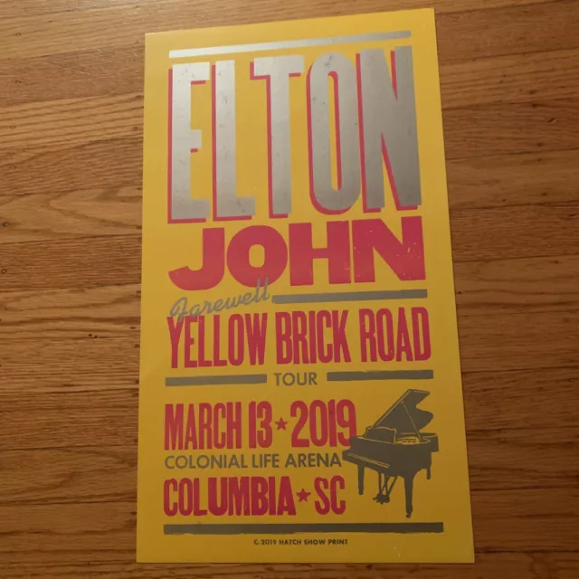 Elton John rare 2019 Columbia SC Hatch Show print Farewell Poster Mint Condition