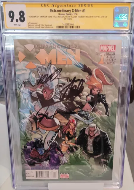 🔥 EXTRAORDINARY X-MEN #1 CGC 9.8 SS 5x STAN LEE Lemire Delgado Ramos Olazaba 🔥