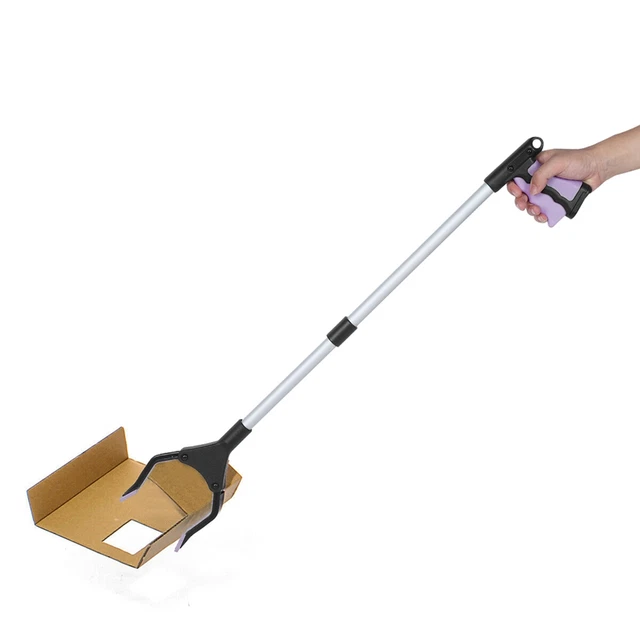 (Tubo plateado con mango violeta) abrazaderas de basura largas plegables multifunción HG