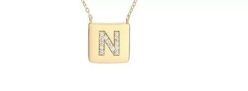 Argento Vivo 18K Gold Plated Sterling Silver "N" Pendant Necklace 2219 3