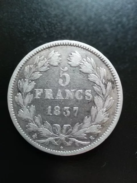 pièce 5 francs argent louis philippe 1837 K Bordeaux