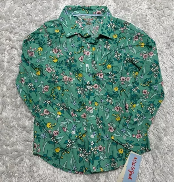 Cat & jack Boys Shirt Button-Down Long Sleeve regular-fit Size S 6/7