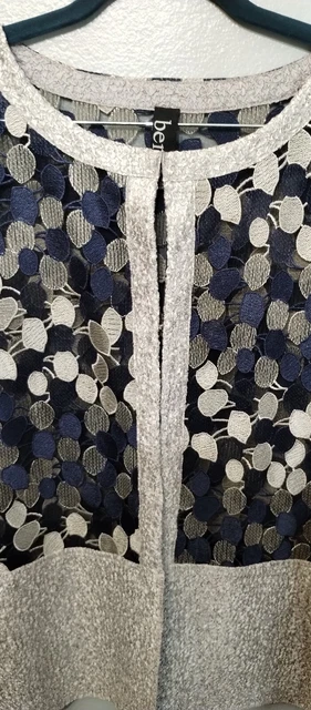 Dressy Jacket Women's Size XL For Wedding Mother Of The Bride Silver Navy Blue