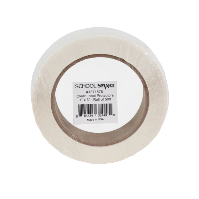 School Smart Vinyl Label Protectors, Round Corner Rectangle, 1 x 3 Inches, Cl...