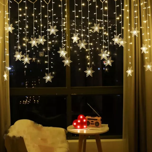 Snowflake LED String Lights Festival Decor Fairy Curtain Light Hanging Ornament