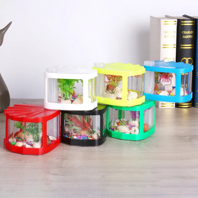 Mini Fish Bowl Clear Shell Falling-proof Small Betta Fish Tank Accessory