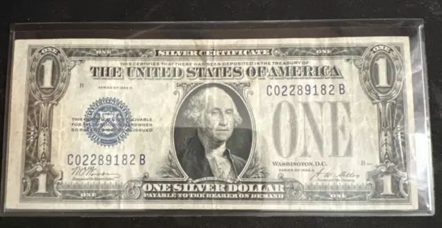 1928 A $1 One Dollar Funnyback Silver Certificate OFF SET Note C 02289182 B