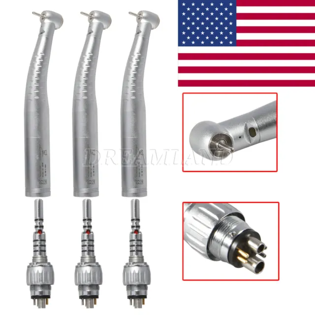3pc Dental LED Fiber Optic Handpiece for Lux 6Pin Quick Coupler US YB6