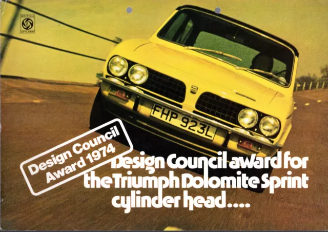 Triumph Dolomite Sprint Design Council Award 1974 UK Market Foldout Brochure