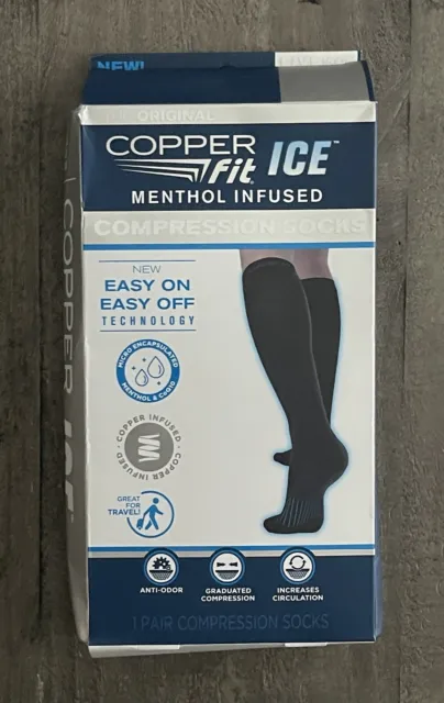 COPPER FIT ICE Compression Socks Menthol Infused Black L/XL (M 9 -12 ...