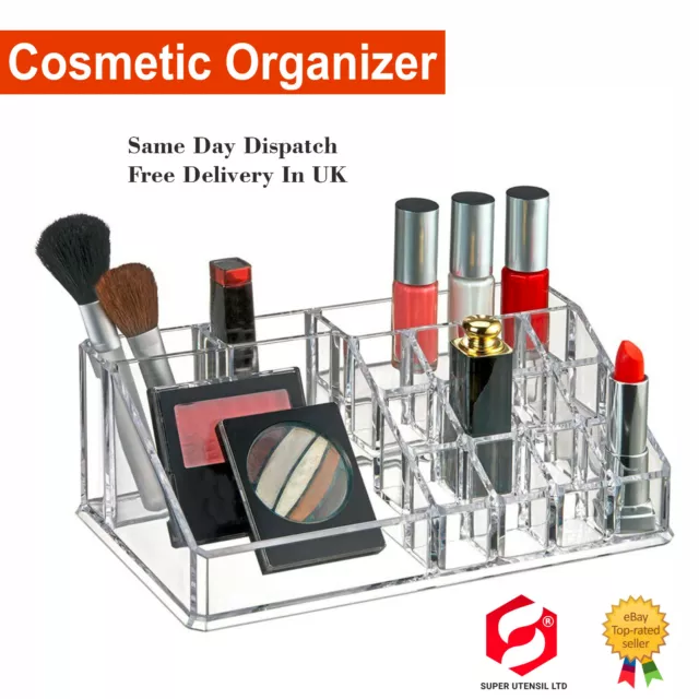 Cosmetic Organizer Clear Acrylic Makeup Drawers Jewellery Holder Box Storage UK 2