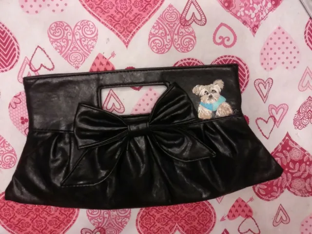 Hand Painted Yorkie painting♡ Wallet Teddy Bear Yorkie Clutch Purse