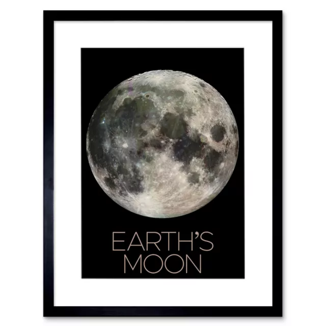 NASA Our Solar System Earth's Moon Lunar Galileo Image Framed Wall Art 12X16