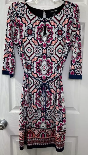 Liz Claiborne Career Casual Knee Length Multicolor Geometric Design Dress Sz M