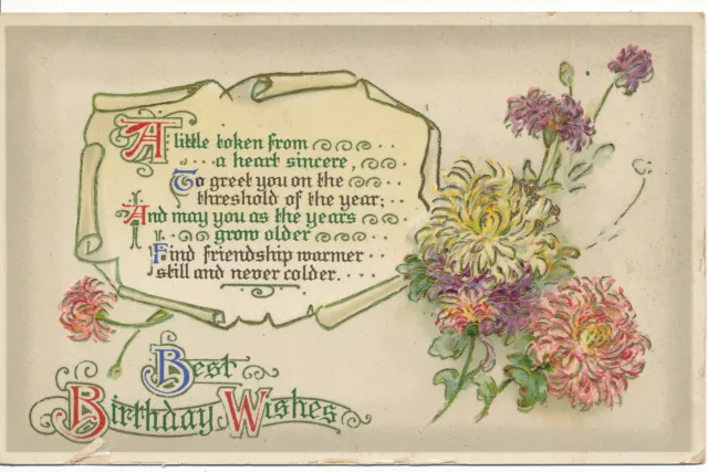PC17619 Greeting Postcard. Best Birthday Wishes. Wildt and Kray series 2986. 191