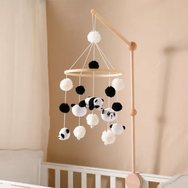 Baby Crib Mobile Bracket Set Wooden Infant Mobiles Nursery Hanging Panda Decor