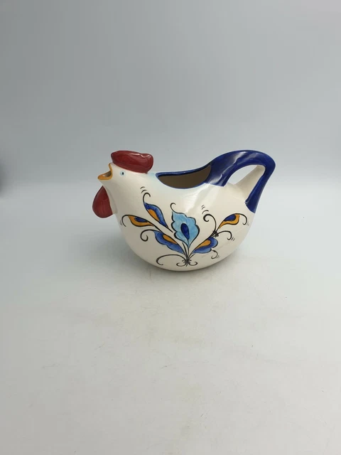 Pichet De Poterie Art Céramique Bleu Pichet Peint À La Main Motif Rustique Floral 2