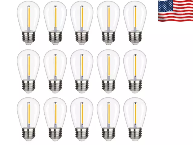 Waterproof S14 LED Light Bulbs Outdoor String Lights Replacement E26 Base 15Pack