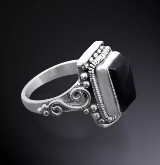 925 Sterling Silver Black Onyx Stone Ring for Womens Handmade Silver Ring USR02