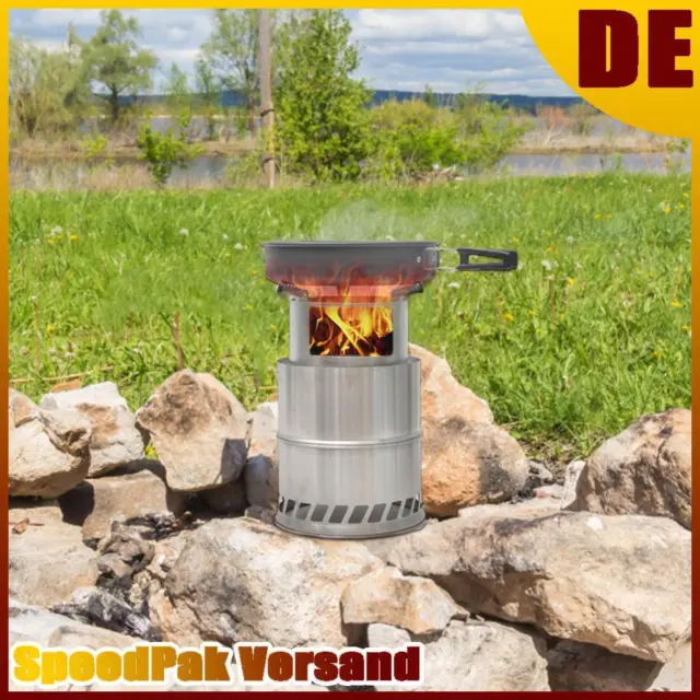 ❥ Camping Spirituskocher Tragbarer Brennholz-Heizofen zum Wandern, Picknick (L)