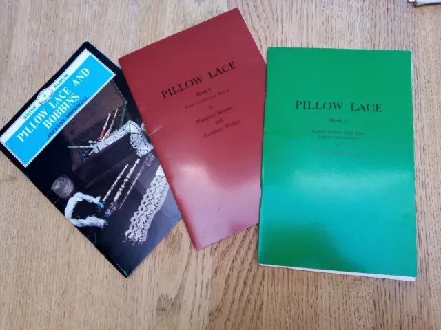 3 libros de encaje almohada vintage Margaret Hamer, Kathleen Waller con patrones