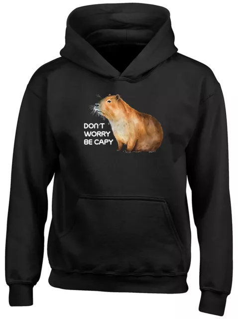 Funny Capybara Kids Hoodie Don't Worry be Capy Boys Girls Gift Top