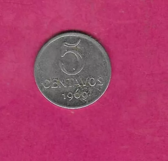Brazil Km577.2 1969 Uncirculated-Unc Mint Old Vintage 5 Centavos Coin