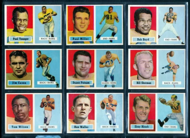 1957 Topps LOT OF 11 RAMS Elroy "Crazy Legs" Hirsch Wilson Cason Putnam Wade + 6