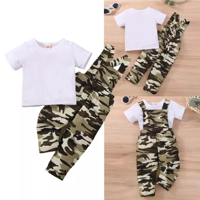Abiti neonata bambina top top neonato mimetico pantaloni a sospensione abiti