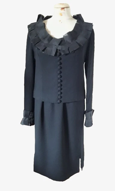 Tailleur Veste Et Jupe Cacharel Vintage Années 80 - Taille 38 En Laine Rouille - Made In Italy
