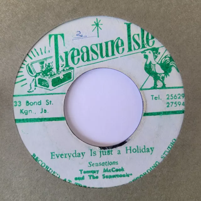 SENSATIONS + TOMMY MCOOK Every Day Is A Holiday  TREASURE ISLE Reggae 7" HEAR