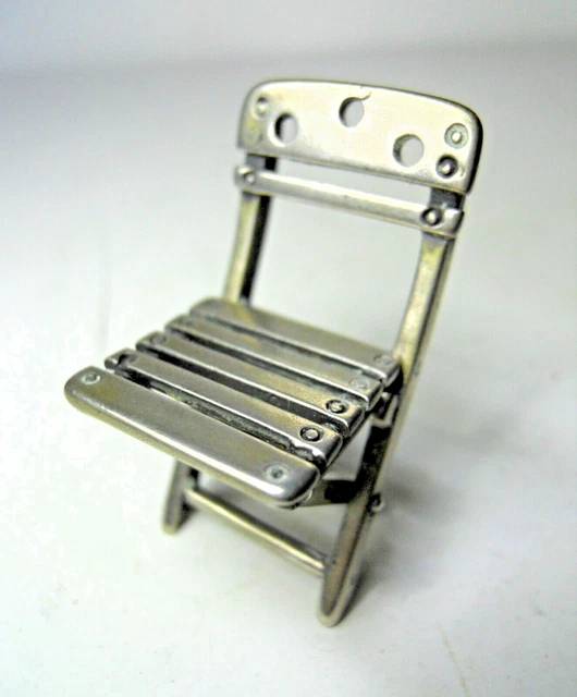Miniatura Argento 800 Sedia Pieghevole Vintage Anni 70 Silver 3 Foto