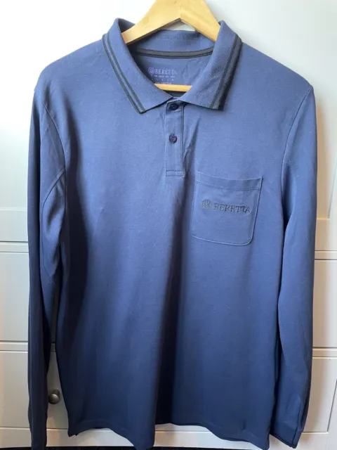 Beretta Airmesh Long Sleeved Logo Pocket Polo Shirt - Size Large