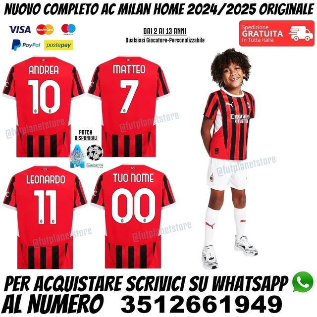 TERZA MAGLIA MILAN Bambino 2023 2024 Personalizzata Nome Bimbo Viola Rosa Third EUR 39 90 PicClick IT